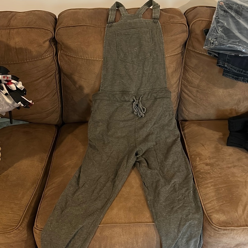 Large sweatpants overalls olive green